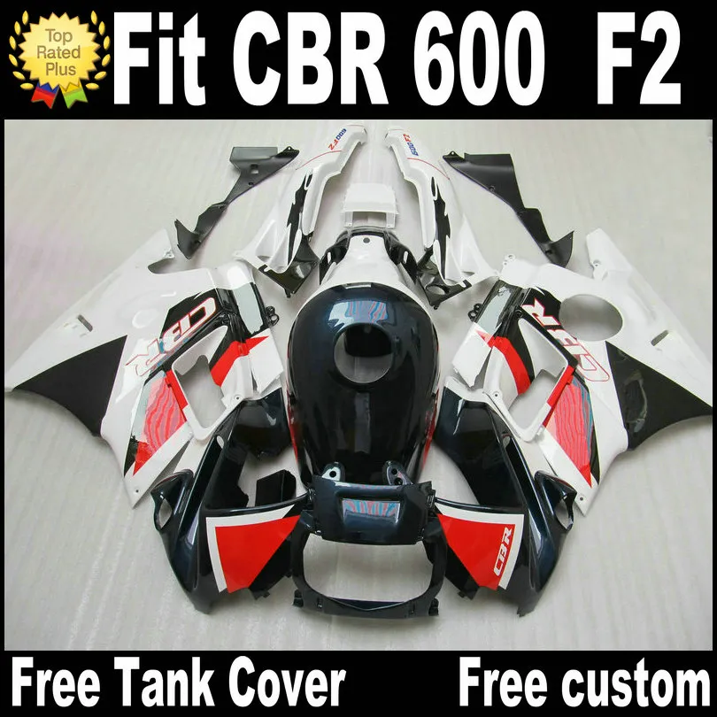 Gratis 7 gåvor Fairing Kit för Honda CBR 600 F2 1991 1992 1993 1994 Vit Röda Black Fairings CBR600 91 - 94 Motobike RF33