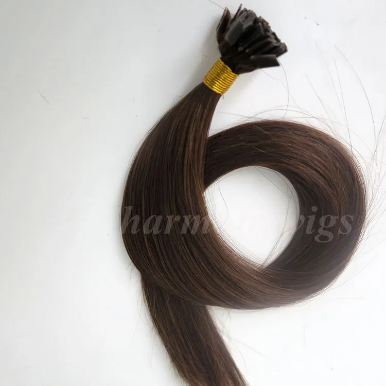 Extensions de cheveux humains à pointe plate pré-collées 50g 50Strands 18 20 22 24 pouces # 4 / Produits capillaires indiens brésiliens brun foncé