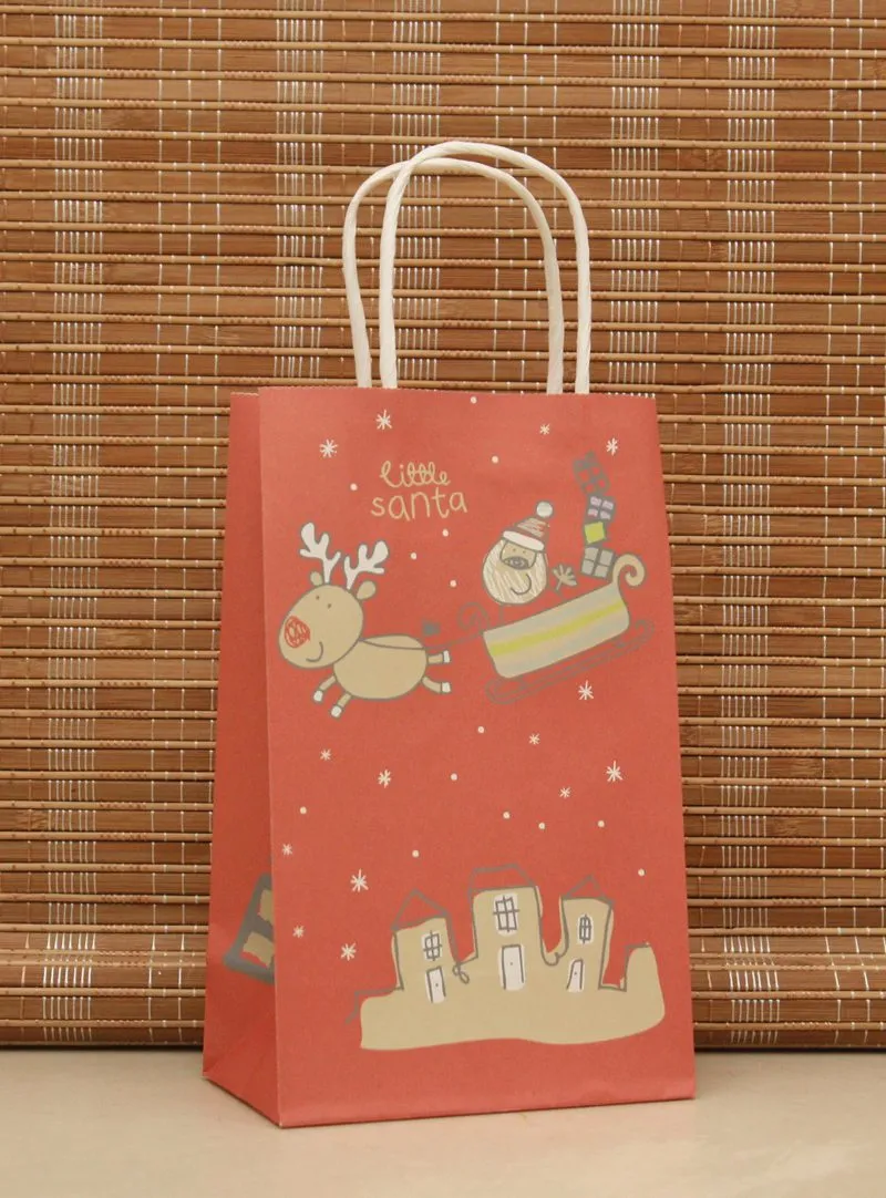 14 Design Paper Gift Bag for Christmas Gift Recyclable Kraft Bag Party Supplies WS002