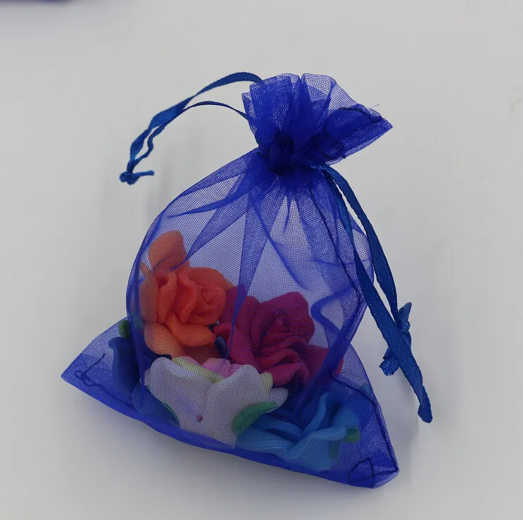 100 шт. Royal Blue 7x9cm 9x11cm 13x18см для украшений органзы для свадебных сувениров для свадебных услуг, бусинок, ювелирных изделий AB647