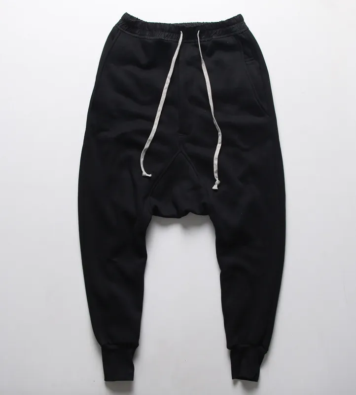 Stor storlek Mäns Harem Joggers Byxor Fashion Solida Svart Färg Stor Ficka Casual Penna Elastisk Midja Lång Sport Pant M-2XL