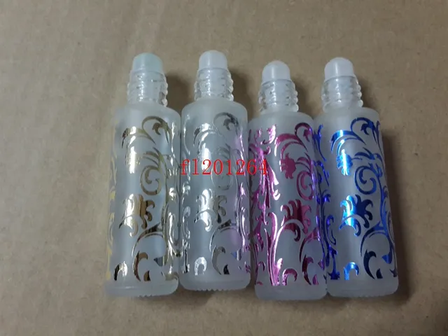 شحن مجاني 10ML البرنز زجاج زجاجة عطر لفة إعادة الملء على زجاجات مع الكرة الدوارة ، / 