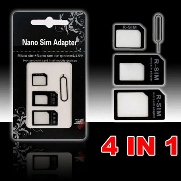 4 en 1 Noosy Nano Micro SIM adaptateur broche d'éjection pour Iphone 5 pour Iphone 4 4S 6 Samsung S4 S3 carte SIM boîte de vente au détail