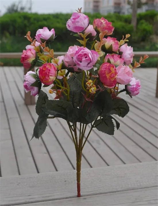 Mazzo di fiori di rosa di seta 30 cm / 11,81 pollici Peonia Bouquet da sposa Centrotavola festa di nozze Decorazione domestica Teste di fiori artificiali/Disposizione a cespuglio