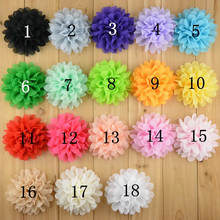 Chiffon Fiori Baby Girl Headwear Ragazze Testa Fiore Accessori capelli Tessuto Chiffon Fiori Con copricapo bambini 1587