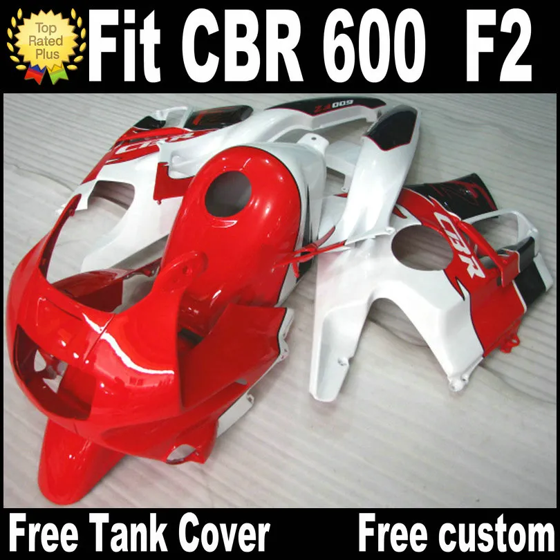 Gratis 7 gåvor Fairing Kit för Honda CBR 600 F2 1991 1992 1993 1994 Vit Röda Black Fairings CBR600 91 - 94 Motobike RF9