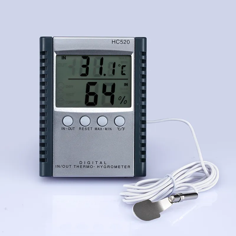 디지털 온도계 실내 야외 LCD 디스플레이 HC520 소매 패키지 50pcs / lot에 대 한 습도계 온도 습도 미터