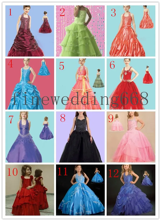 Beading Strappy Stunning New Glamorous Ball Gown Flower Girl Dresses Taffeta Girl's Pageant Dress Shippin a19337I