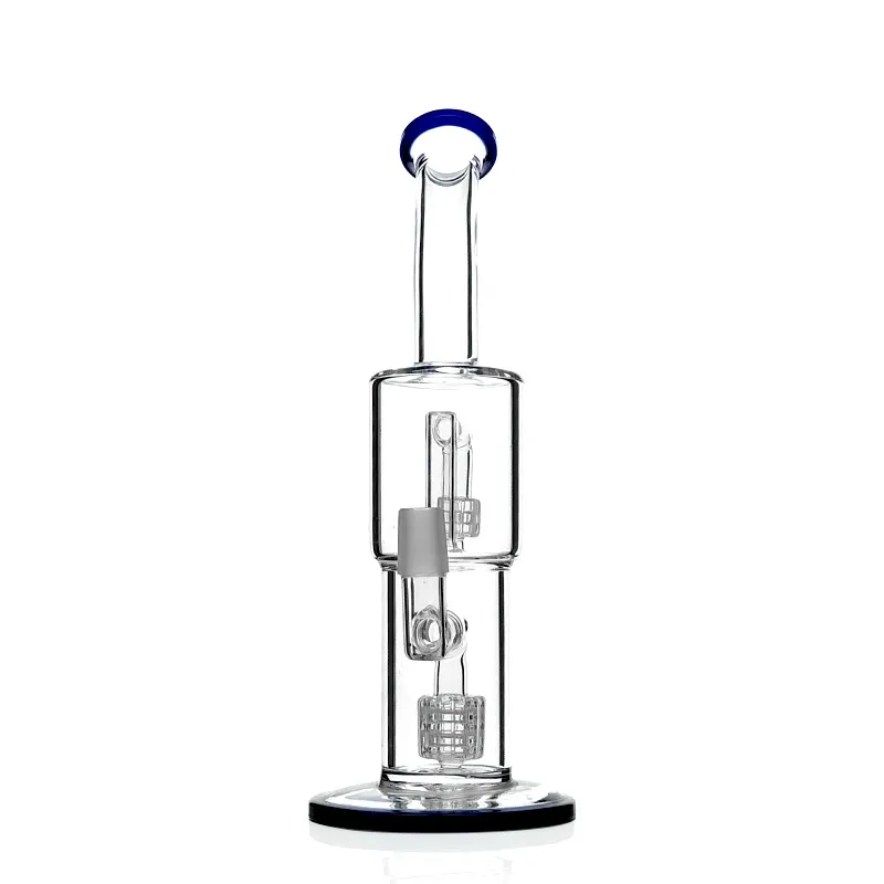 Новый двойной рециркулятор стеклянный водопроводный стеклянный бонг рециркуляторы нефтяные буровые установки для курения с 11 дюймами 18 мм мужского сустава