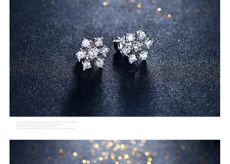 925 Sterling Silver Stud Brincos Moda Jóias Little Snowflake Cristal De Diamante Estilo Elegante Brinco para As Mulheres Meninas de Alta Qualidade
