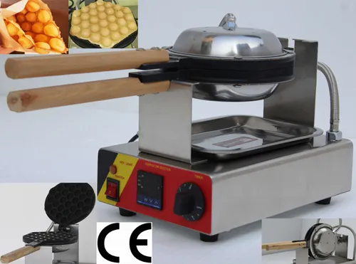 Gratis frakt kommersiell användning non-stick 110V 220V Electric Digital Hongkong Eggettes Bubbla Waffle Baker Maker Iron Machine Pan med CE