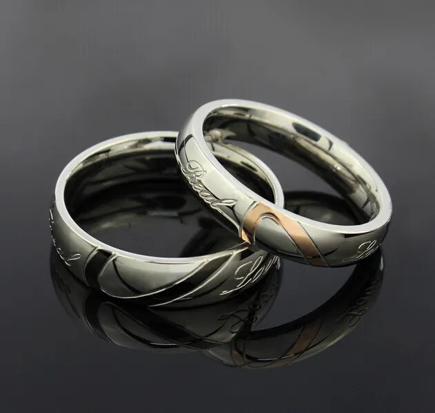 Colorfast Stainless Titanium Steel Heart Shaped Matching Rings For