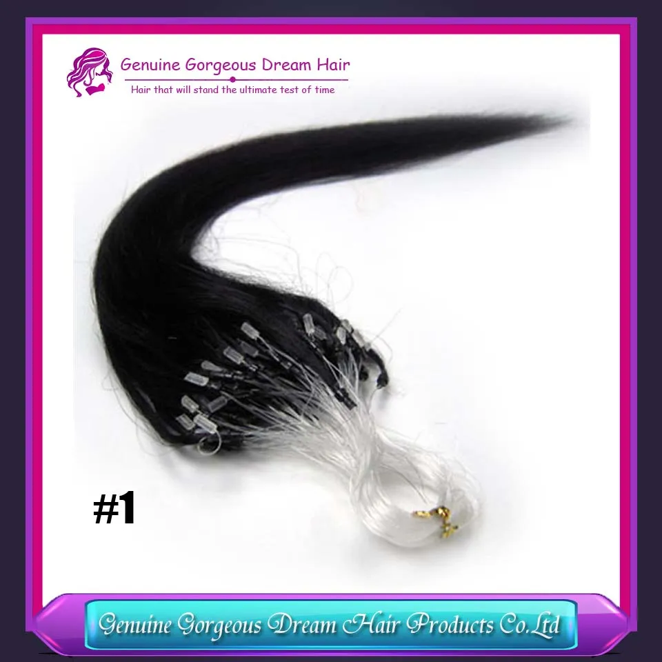 100s Micro Ring Loop Hair Extensions 0.5g stand Remy Silky Soft Straight keratin hair extension 100% Human Hair