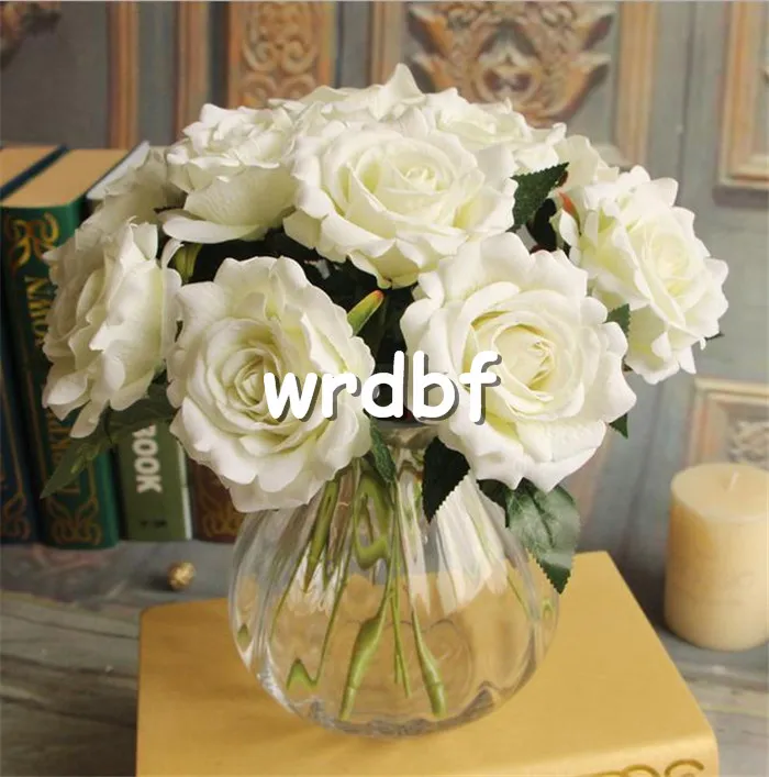 HOT Single Stem Velvet Rose 27cm/10.63" Length Artificial Flowers Short Flannelette Roses for DIY Bridal Bouquet Accessories