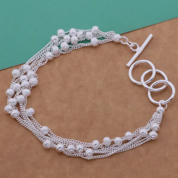 with tracking number Top Sale 925 Silver Bracelet Thin line Sand beads Bracelet Silver Jewelry cheap 1582