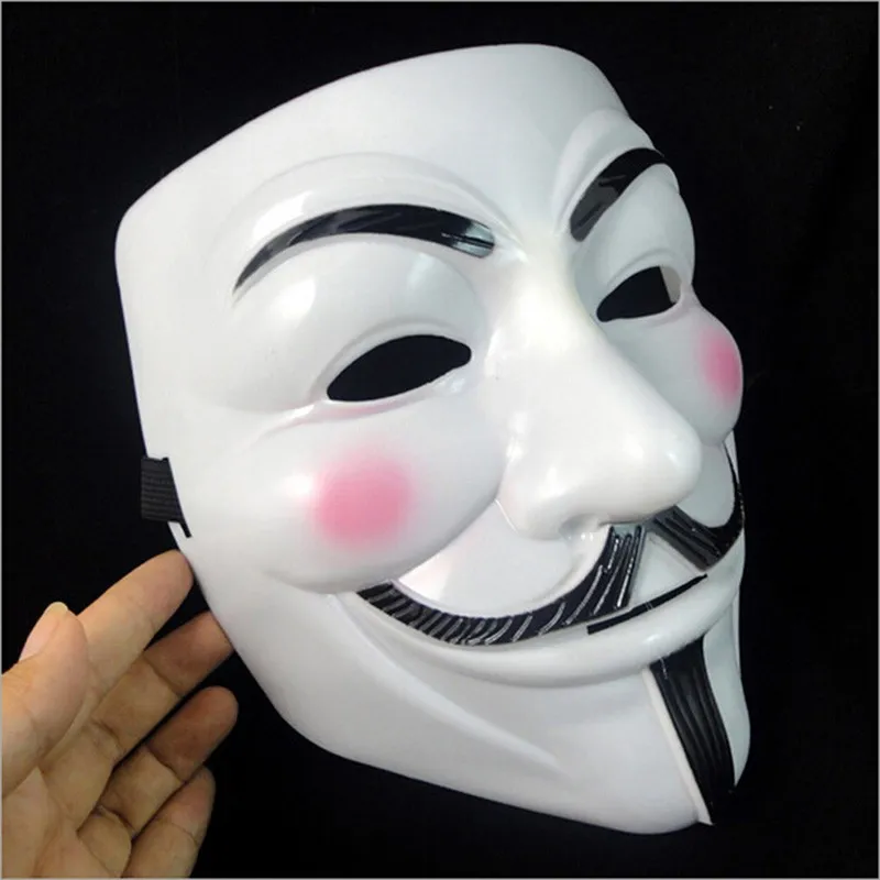 50 sztuk V Maska do Vendetta Żółta maska ​​z Eyeliner Nostryl Anonimowy Guy Fawkes Fantazyjne dorosłe kostium Halloween Maska