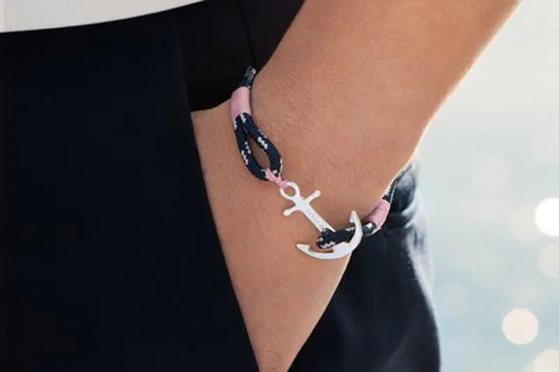 Tom Hope armband beroemd merk 4 maat handgemaakte koraal roze touwketens roestvrij staal anker charmes arm met doos en th37134460