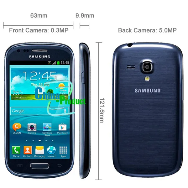 Oridinal 4.0 '' Samsung Galaxy S3 Mini I8190 Refurbished 480 x 800 GSM 3G Dual-Core Mobiele Telefoon Wifi GPS 8GB Smartphone 002868