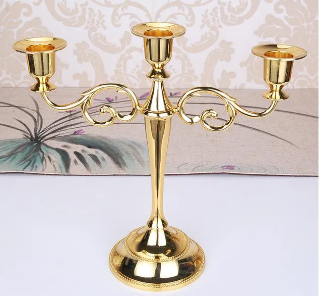 Nowy Metal Candle Holders 5-Arms / 3-bronione Stojak Świeca Dekoracje Ślubne Candelabra Centerpiece Candlestick Srebrny / Złoty KD1