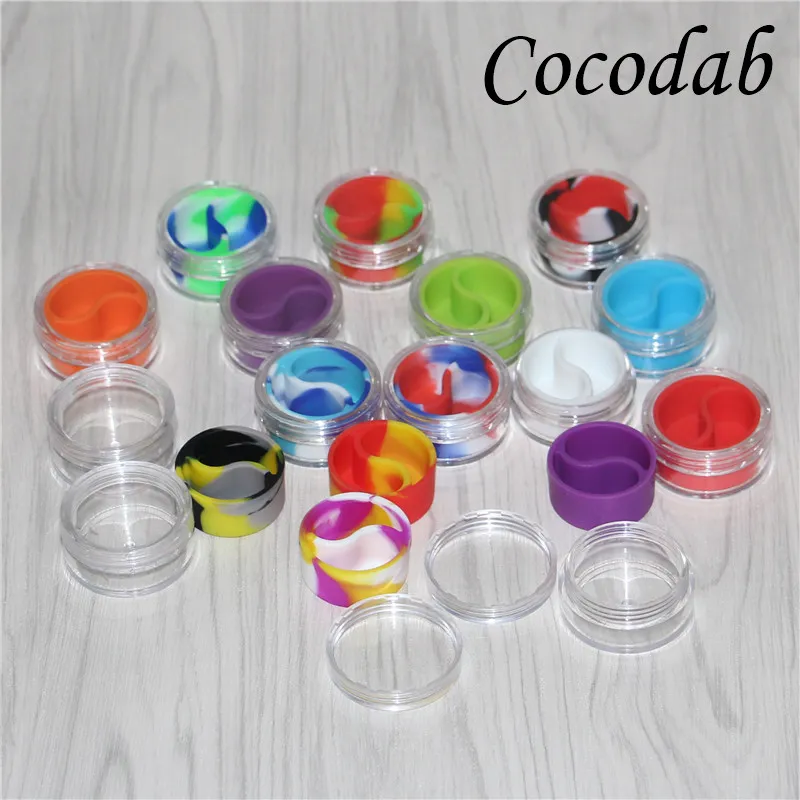 10ml Clear Acrylic Silicone Wax Jar Koncentratbehållare Nonstick Silikon Dab Hash Olja Dry Herb Storage Jars 100 Matkvalitet Silikonbox