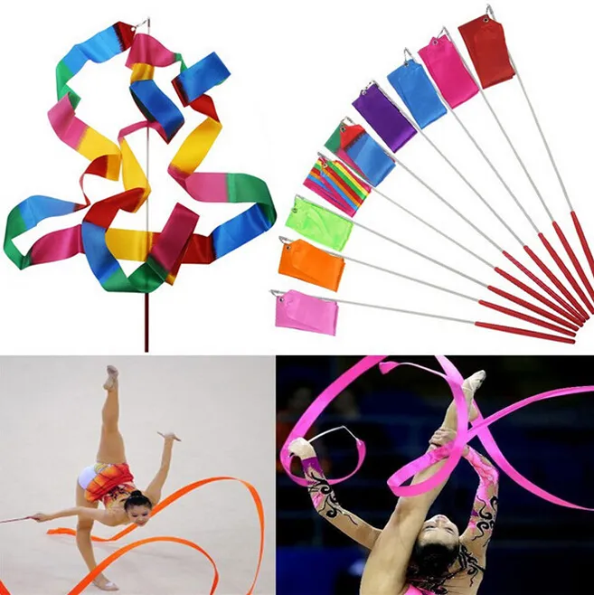 Colorful Fitness ribbons Dance Ribbon Gym Rhythmic Gymnastics Art Gymnastic Ballet Streamer Twirling Rod gift 7803432