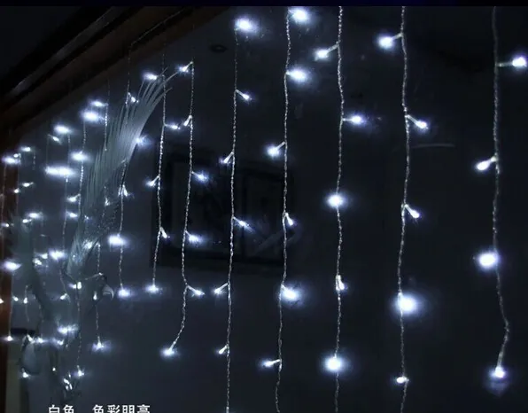 9 cor 3,5m capa 0,3-0,5m Real 96Led Curtain Icelic String Lights 110V-220V Ano Novo LED LUZES LUZES DE ENERGIE