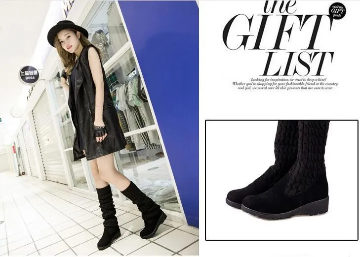 Fashion Spring autumn boots winter the new boots knitted knitting wool high tube flat - knee