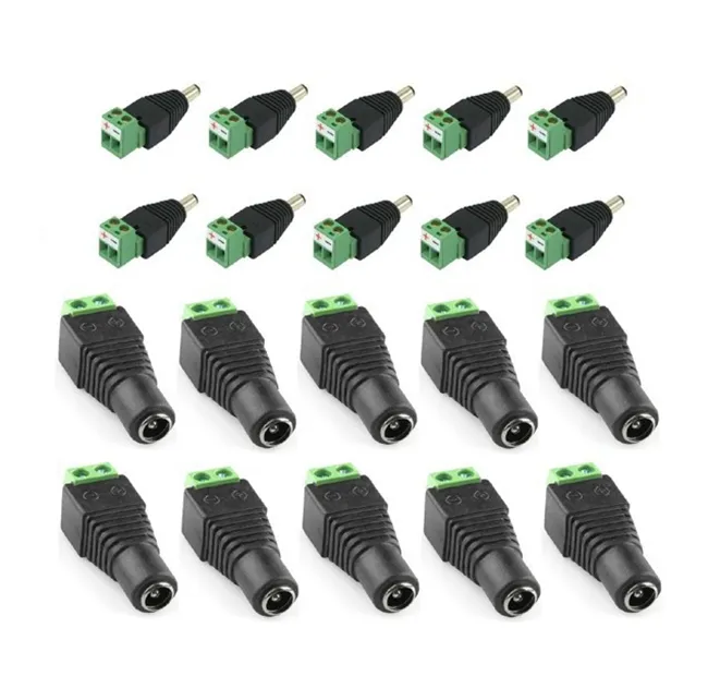 BNC 2.1 x 5.5mm DC Power Vrouwelijke en Mannelijke Plug Jack-adapter Connector Socket voor CCTV Express gratis verzending