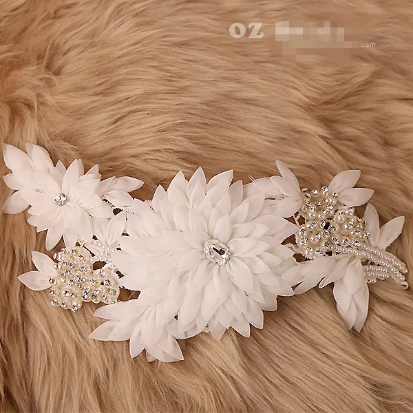 Dream Bellis Perennis Bridal Headband Crystal Bridal Hair Accessories Ivory Can Be Wearing As Sash Handmade Organza Flower Headban2734099