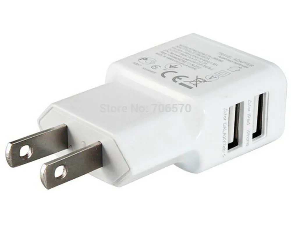 Dubbla USB-laddare US Wall Chargers Adapter USA AC för Android-telefoner för Samsung för iPhone Universal