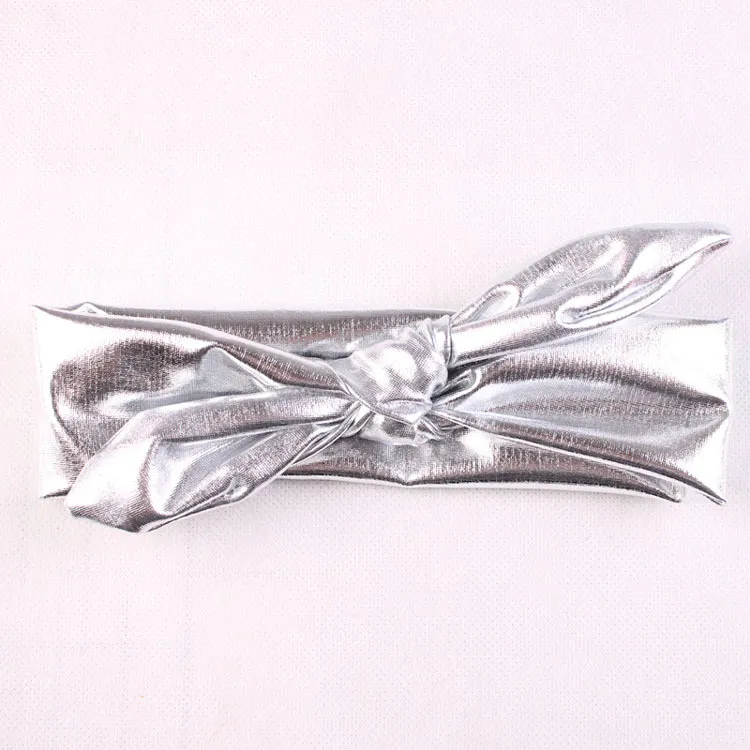 100 stks Kind Haar Band Bronzing Turban Twist Hoofdband Hoofd Wrap Twisted Knot Baby Metallic Bunny Oren Bow Elastische Hoofdband Vintage FD6538