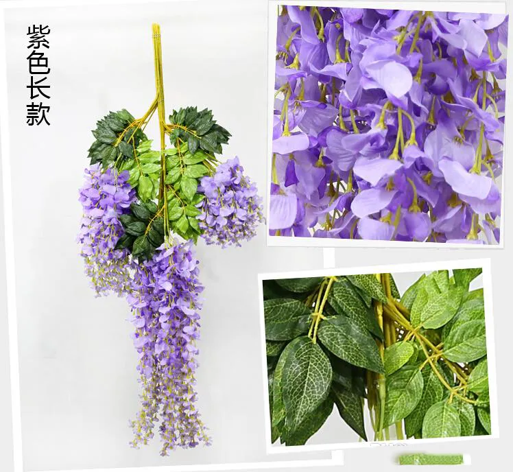 En gros Wisteria Décor De Mariage 110 cm 75 cm 4 couleurs Artificielles Fleurs Décoratives Guirlandes pour Fête De Mariage Accueil hôtel Bateau Libre