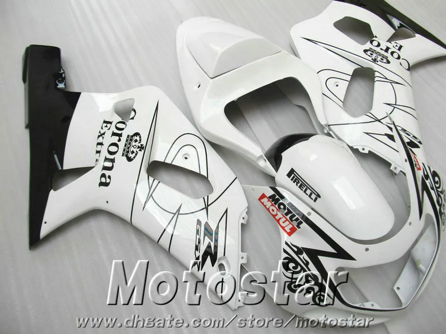 Customize fairings set for SUZUKI GSXR600 GSXR750 2001-2003 K1 white black Corona high quality fairing kit GSXR 600 750 01 02 03 EF16