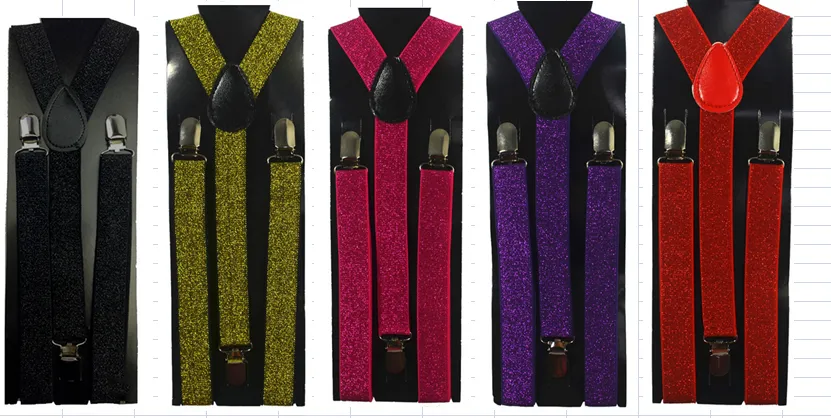 Sparkle Glitter Clip-on Suspenders Elastic Y-Shape Adjustable Braces 