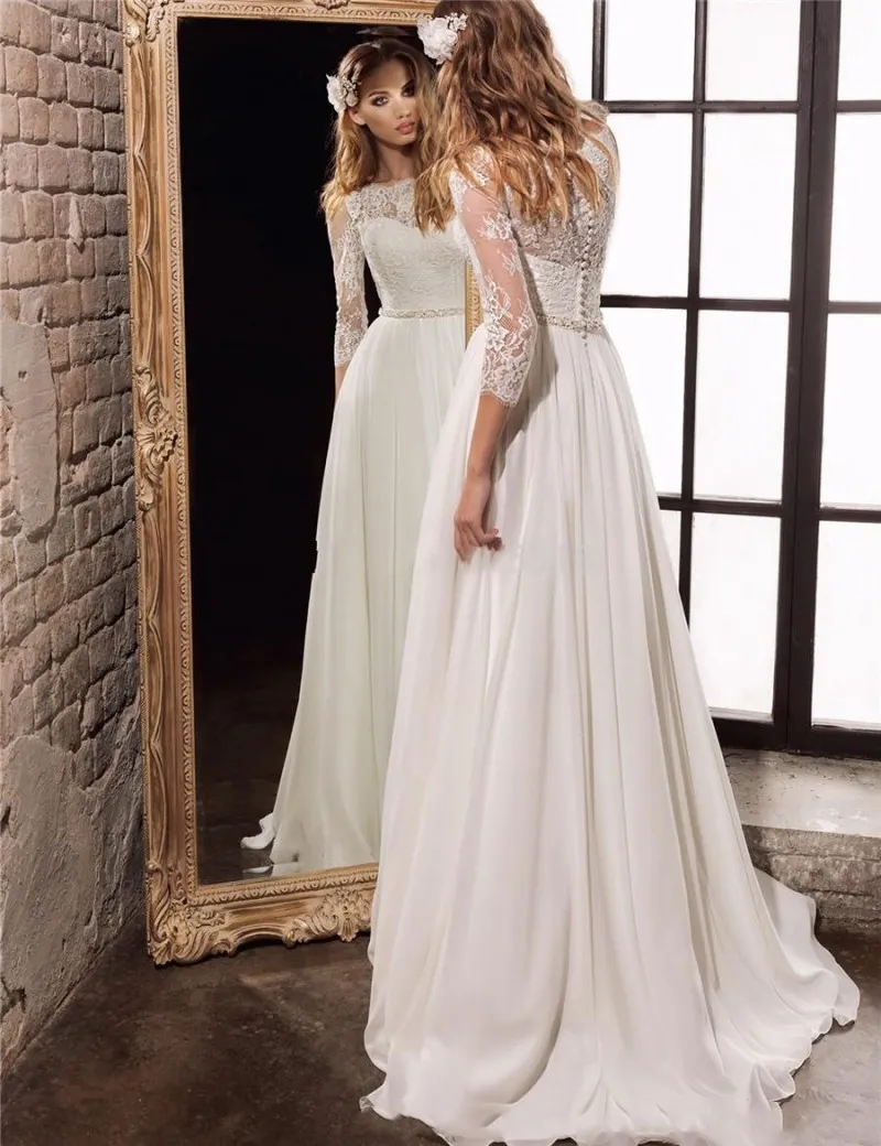 A-line Off-the-shoulder Lace Bridal Gown 3/4 Sleeves vestido de novia –  loveangeldress