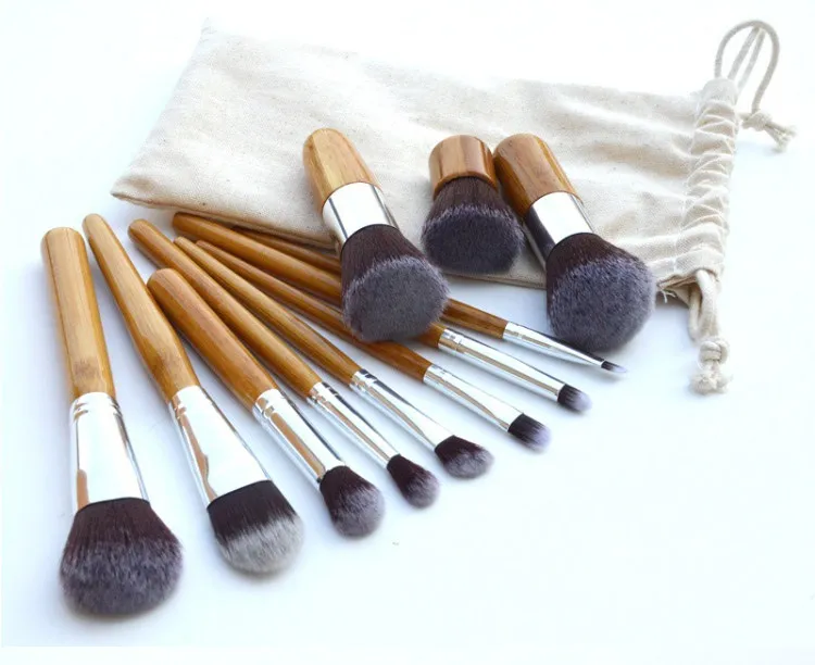 En stock 11 pièces outils de maquillage professionnels Pincel Maquiagem manche en bois maquillage cosmétique fard à paupières fond de teint correcteur ensemble de pinceaux Kit #71731