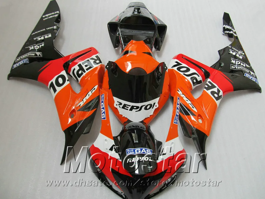 Литье под давлением ABS обтекатели набор для HONDA 2006 2007 CBR1000RR aftermarket 06 07 CBR 1000 RR красный черный REPSOL обтекатель комплект AQ5