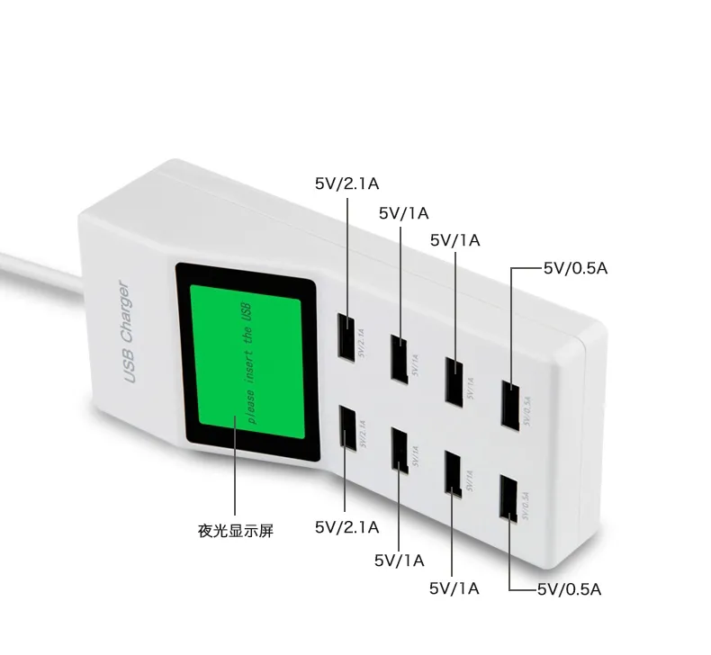 8port USB Hub Wall Ładowarka AC Adapter zasilający UE UE Gniazda wtyczki ładujące gniazdo przedłużające się z przełącznikiem2854163