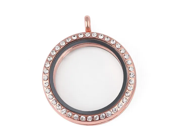 Whole 30MM Crystal Round Magnetic Glass Floating Locket Pendant For Chain Necklace275S