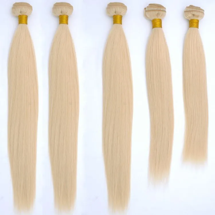 LUMMY de haute qualité Remy Brésilien Vierge cheveux raides Weave Soyeux cheveux raides Trame 613 Bleach Blonde 100% réel cheveux humains Trame