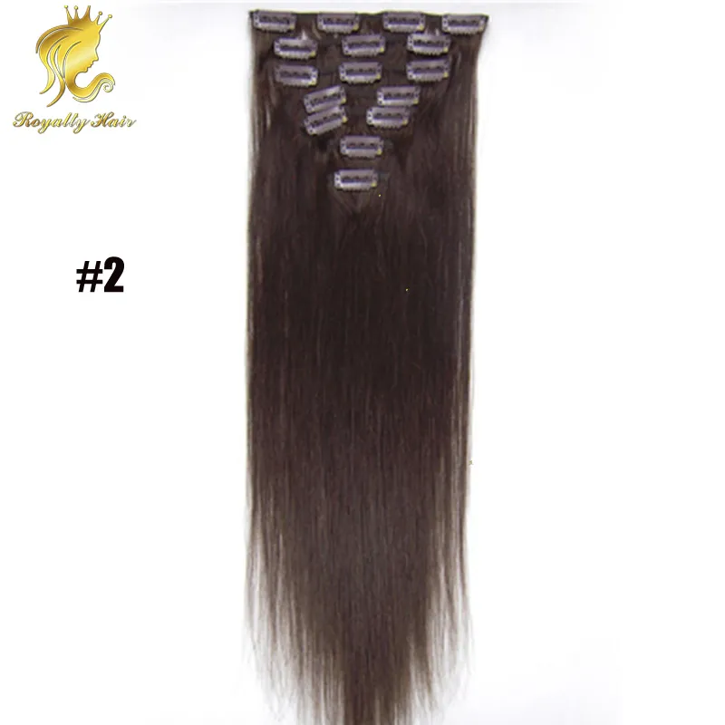 1B Off Black Clip in Human Hair Extensons Brazylijskie ludzkie włosy proste 1622 cala Clip w przedłużanie włosów 5425642