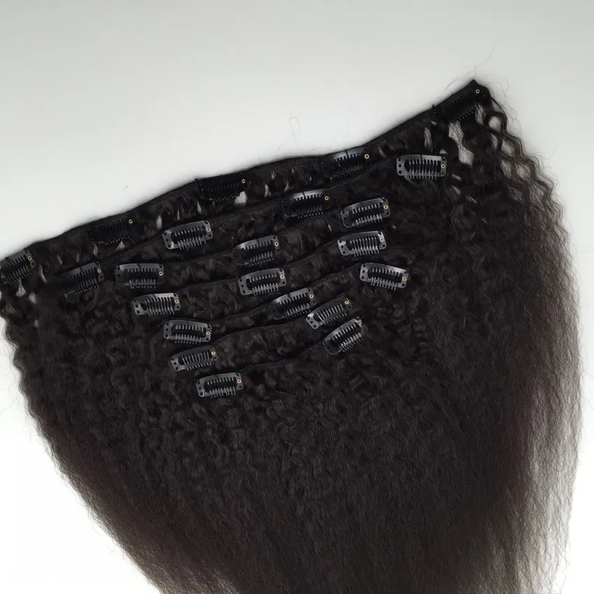 Clip recto de verdura brasileña en extensiones de cabello, clip de yaki de cabello 100% humano en extensiones, color 1B