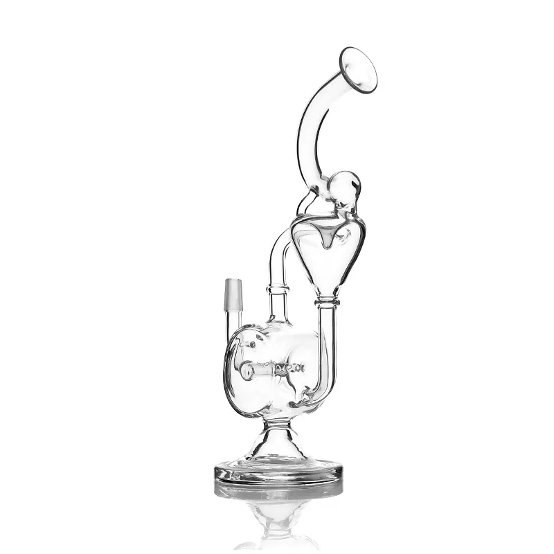 Glass Shisha New water pipe clear color glass bong double recycler water pipe Hookahs with glass bowl 