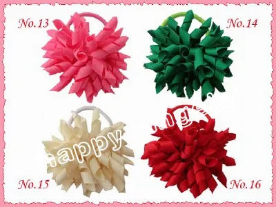 500pcs tjej 3.5 "Bows Flower O A-Korker Ponytailhållare Corker Curly Ribbons Streamers Baby Hårbågar med elastiskt hårbana Huvudband PD006