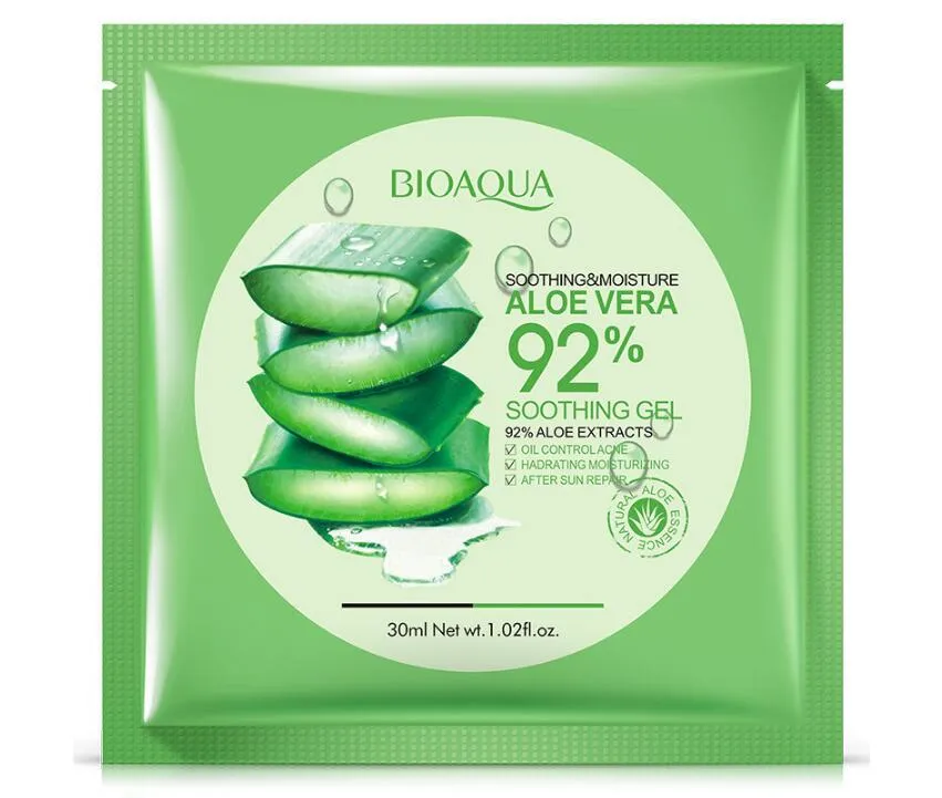 BIOAQUA Maschera il viso in gel di aloe vera naturale Cura della pelle Idratante Controllo dell'olio Maschera avvolta Maschera facciale pori restringenti