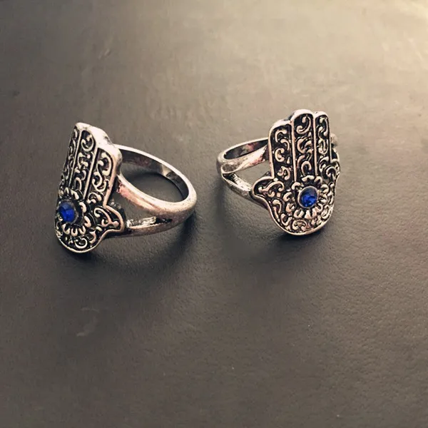 Knuckle ringen vrouwen nieuw komen retro zilveren hand van Fatima hamsa met boze oog voor bescherming ringen kerstcadeaus