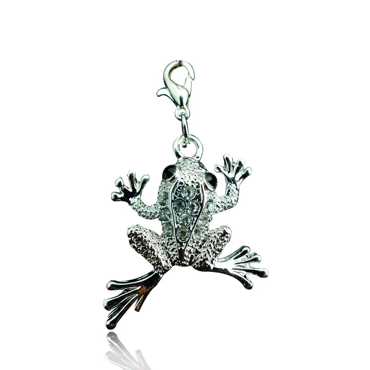 Wholesale High Quality Floating Charms Fashion Rhinestone Frog Lobster Clasp Animals Charms DIY Pendants Jewelry Accessories