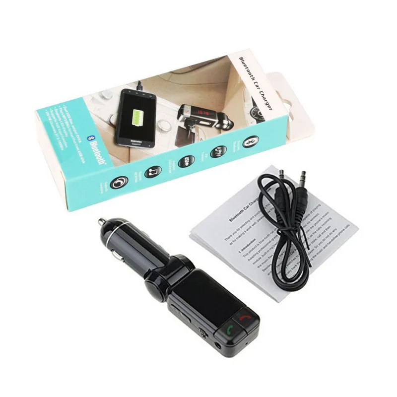 BC06 Bluetooth Car Kit Car SpeakerPhone BT HandsデュアルFMトランスミッターポート5V 2A Samsung iPhone Mobile2104151用のオーキシン音楽プレーヤー