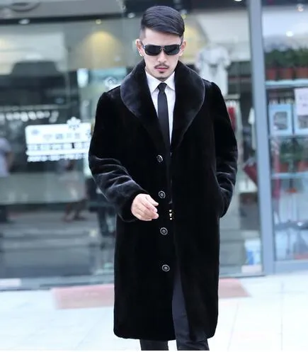 高速配送 17秋冬スリムオーバーコートメンズ服デザインロングファーコート男性ホームンズjaqueta De Couroブラックプラスサイズ6xl Sale15 アパレル メンズ服 Camersa Com