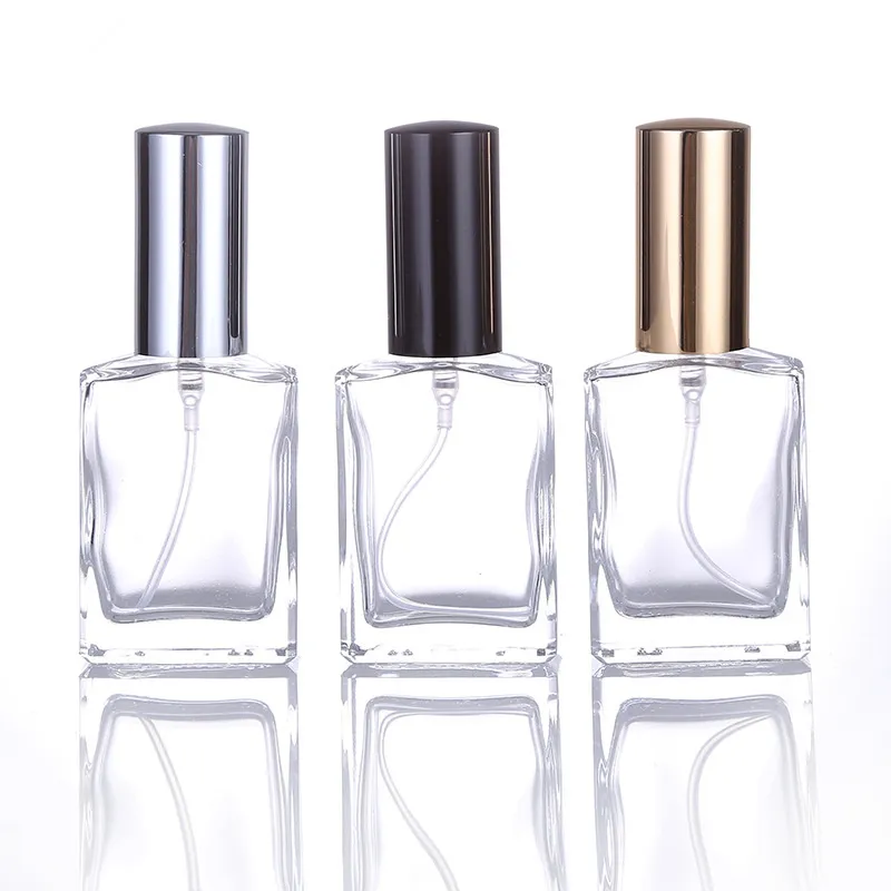 Refillable Perfume Bottles: 30ml Square Clear Glass Spray Bottle